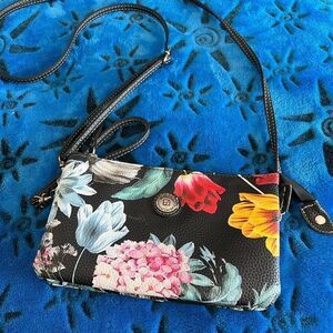 Stone Mountain Black Floral Crossbody Bag